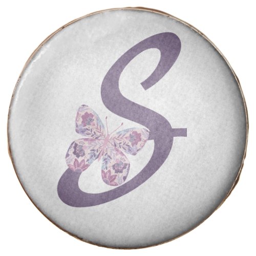 Purple Monogram and Floral Butterfly Chocolate Covered Oreo