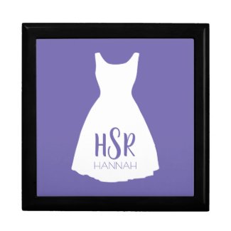 Purple Monogram Bridesmaid Jewelry Keepsake Box