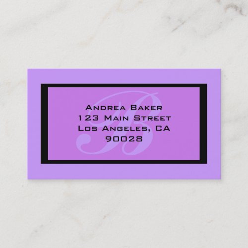 purple monogram business card template