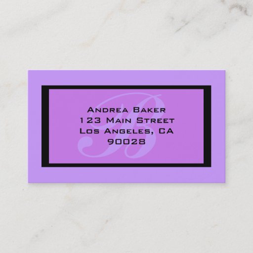 Customizable purple monogram business card template