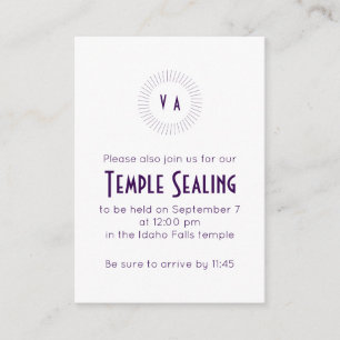 Purple Monogram Circle Temple Sealing Invitation