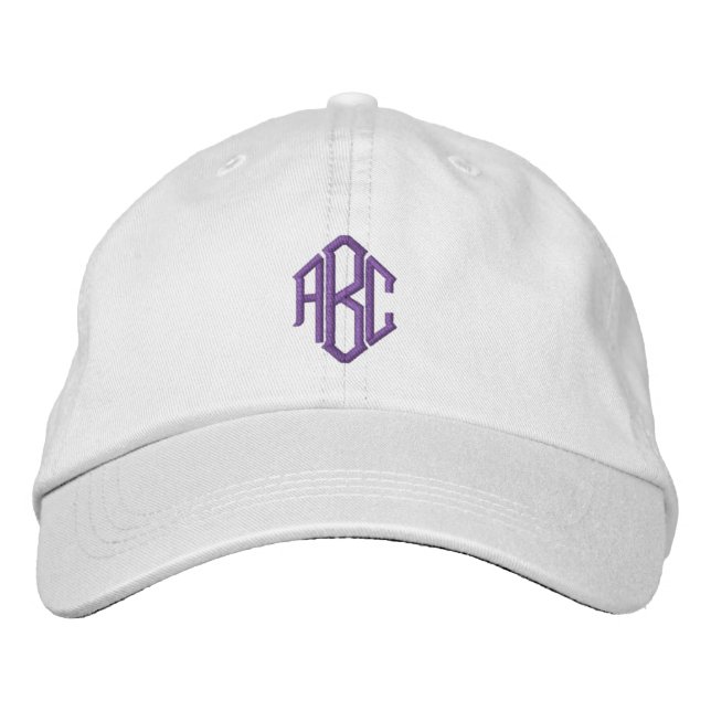 Purple Monogram Embroidered Baseball Hat (Front)