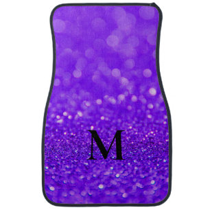 Purple Monogram Faux Glitter Set of Car Mats