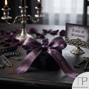 Purple Monogram Fleur-de-Lis Satin Ribbon