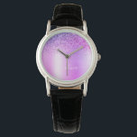 Purple Monogram Glitter Sparkle Girly Script Watch<br><div class="desc">Purple Faux Foil Metallic Sparkle Glitter Brushed Metal Monogram Name Watch. This makes the perfect graduation,  birthday,  wedding,  bridal shower,  anniversary,  baby shower or bachelorette party gift for someone that loves glam luxury and chic styles.</div>