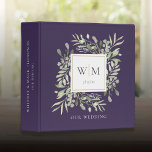 Purple Monogram Greenery Wedding Photo Album 3 Ring Binder<br><div class="desc">Botanical watercolor greenery monogram initials purple wedding photo binder. Personalize with your monogram initials,  special date,  and name to create a beautiful elegant binder that is unique to you. Designed by Thisisnotme©</div>