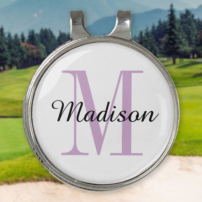 Purple Monogram Initial and Name Personalized Golf Hat Clip (Creator Uploaded)