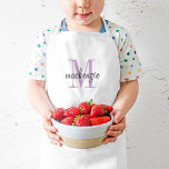 Purple Monogram Initial and Name Personalized Kids' Apron<br><div class="desc">Custom designed child's apron, perfect for your little chef in training! Personalize it with her monogram name and initial or other custom text. Click Customize It to change fonts and colors or add more text or images to create a special one of a kind gift. Also available in adult sized...</div>
