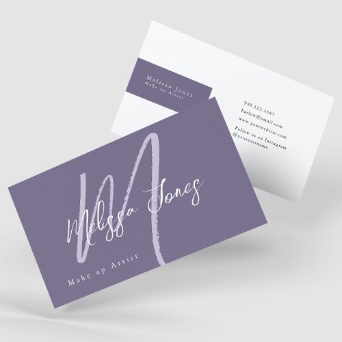 Purple Monogram Initial Elegant Minimalist  Business Card