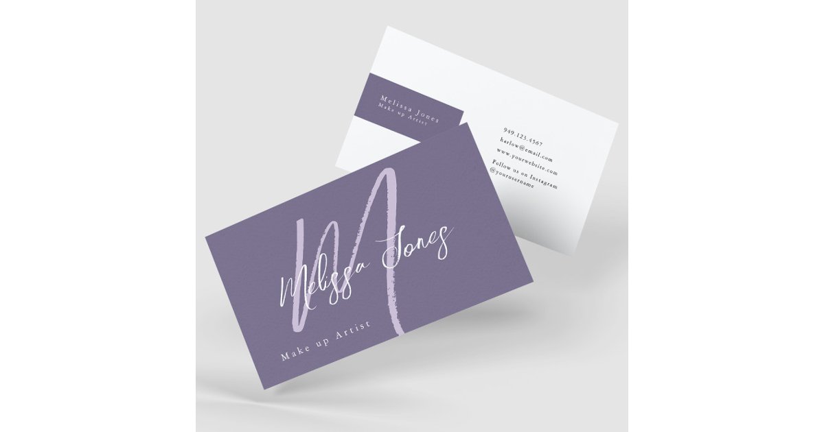 Purple Monogram Initial Elegant Minimalist Business Card | Zazzle