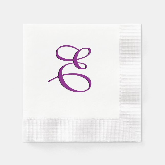 Purple Monogram Initial Napkins (Front)