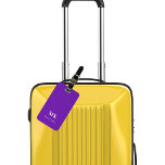 Purple monogram initials luggage tag<br><div class="desc">A purple colored background. Personalize and add your monogram letters and full name on the front. Your contact information on the back.</div>