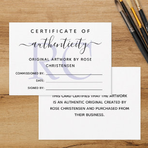 Purple Monogram Larger Certificate of Authenticity