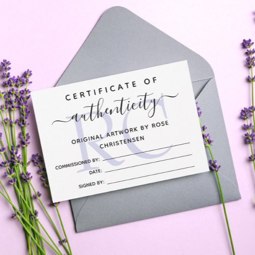 Purple Monogram Larger Certificate of Authenticity