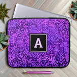 Purple monogram leaf pattern bold typography chic laptop sleeve<br><div class="desc">A purple, pink and blue ombre leaf foliage damask pattern on a rich, deep purple textured background adorns this modern, trendy and girly monogramed neoprene laptop sleeve. Customize this elegant sleeve with your monogram initial. Makes a chic and stylish statement every time you use it. This laptop sleeve comes in...</div>
