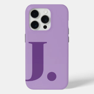 Purple Monogram Letter Basic Color Minimalist iPhone 15 Pro Case