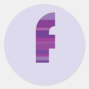 Purple Monogram - Letter F Classic Round Sticker