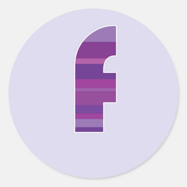 Purple Monogram - Letter F Classic Round Sticker (Front)