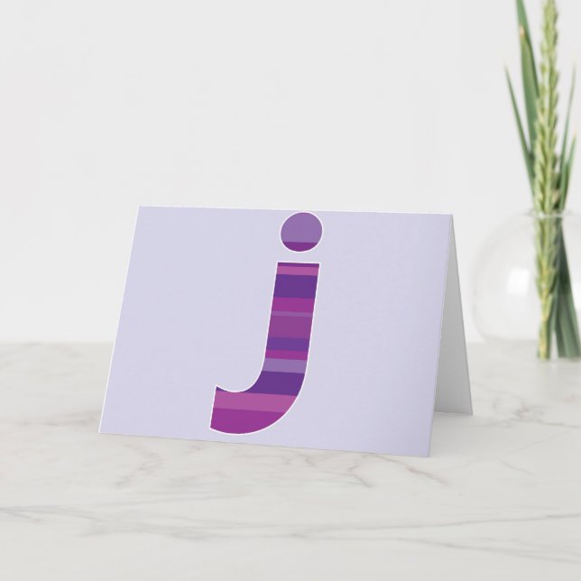 Purple Monogram - Letter J Note Card (Front)