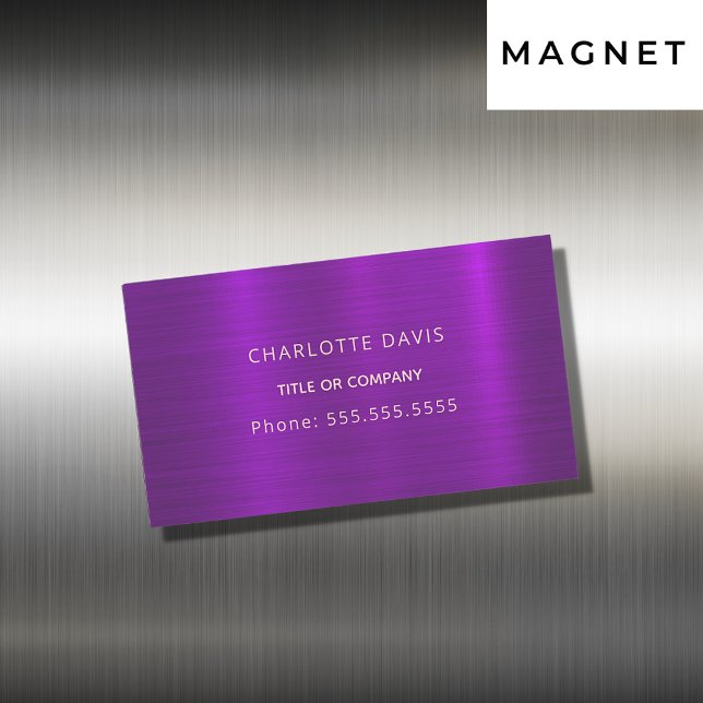 Purple monogram minimalist elegant business card magnet (Creator Uploaded)