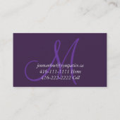 Purple Monogram Mommy Calling Card (Back)