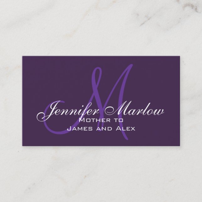 Purple Monogram Mommy Calling Card (Front)