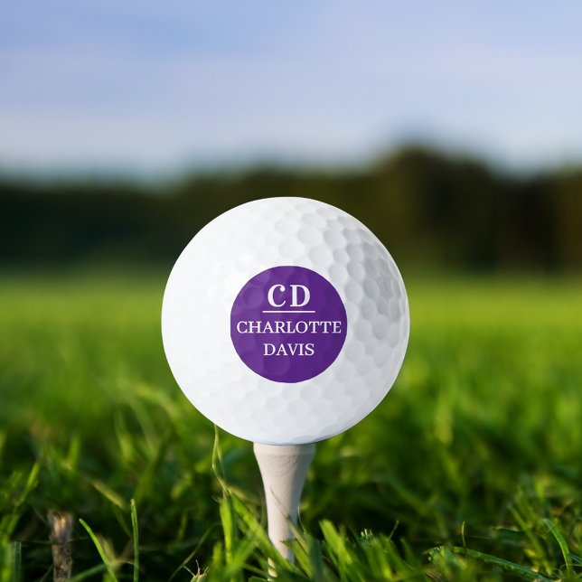 Purple monogram name golf balls (Creator Uploaded)