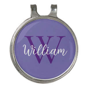 Purple Monogram Name Personalized Golf Hat Clip
