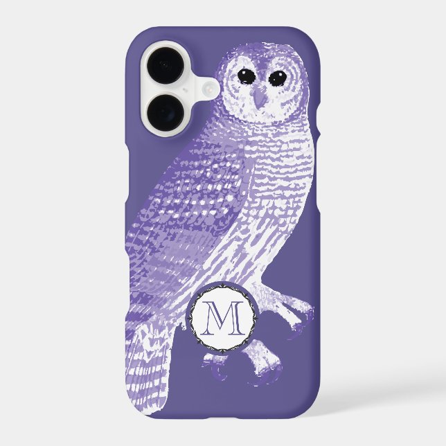 Purple Monogram Owl Personalized  Case-Mate iPhone Case (Back)