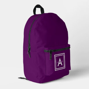 Purple Monogram Personalized Printed Backpack