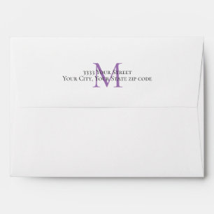 Purple Monogram Return Address Back Flap Envelope