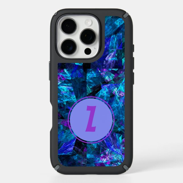 Purple Monogram Stylish Blue Abstract Template Speck iPhone Case (Front)