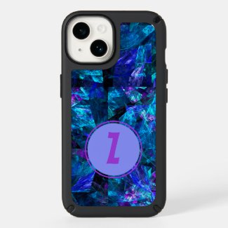 Purple Monogram Stylish Blue Abstract Template