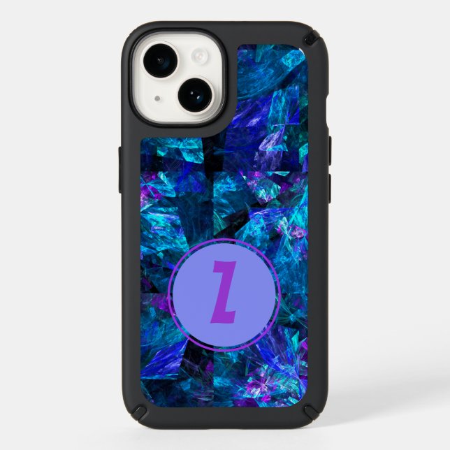Purple Monogram Stylish Blue Abstract Template Speck iPhone Case (Front)