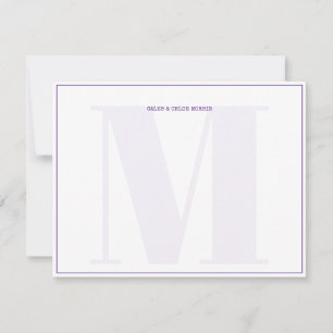 Purple Monogram Typewriter Couple Wedding Custom Note Card