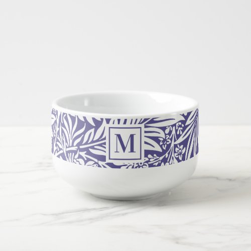 Purple Monogram Vintage Floral Ice Cream Soup Mug