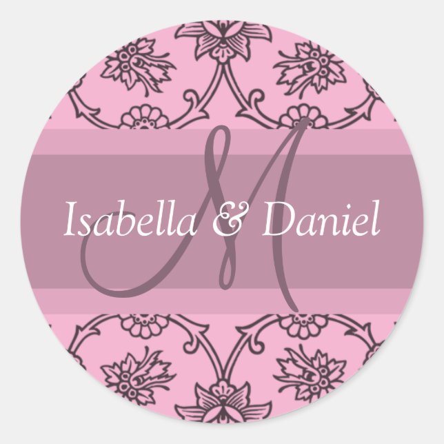Purple Monogram Wedding Favor Labels (Front)