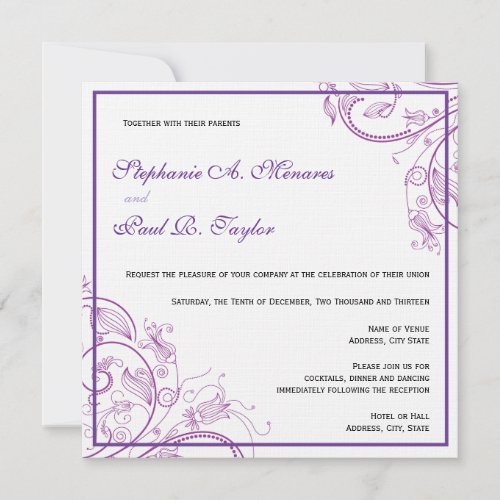 Purple Monogram Wedding Invitation