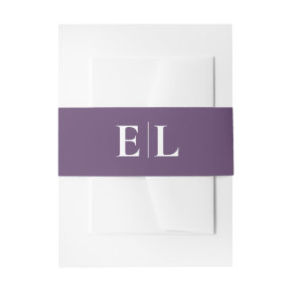 Purple Monogram Wedding Invitation Belly Band
