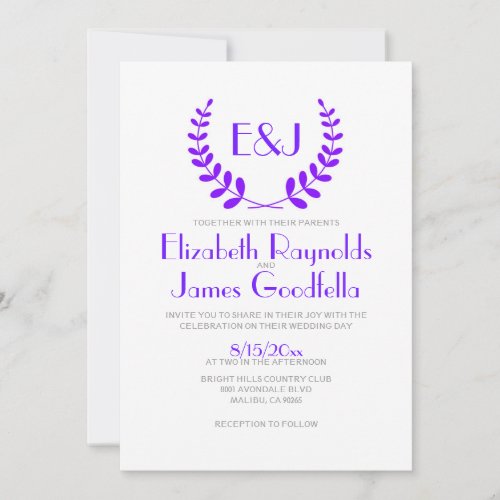 Purple Monogram Wedding Invitations