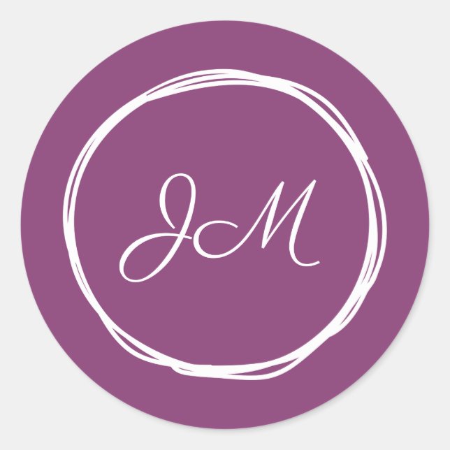 Purple Monogram Wedding Stickers (Front)