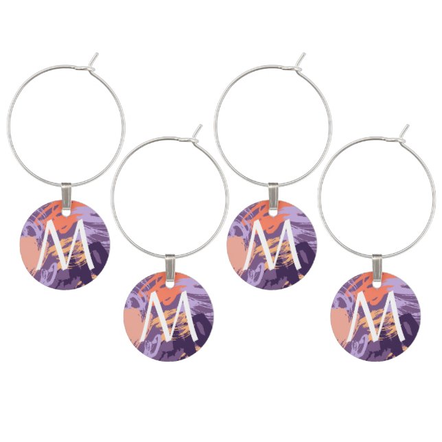 Purple Monogram Wine Charm (Staggered)