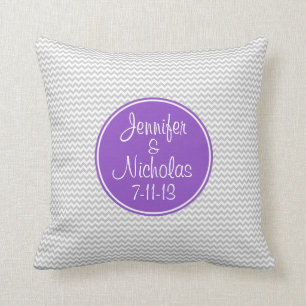 Purple Monogram with Grey Chevron Pillow