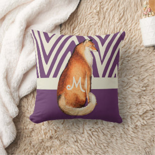 Purple Monogramed VINTAGE Fox Pillow