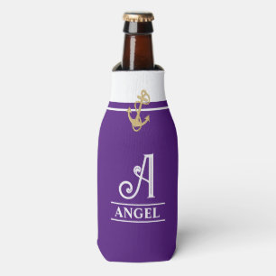 Purple Monogrammed Bottle Cooler