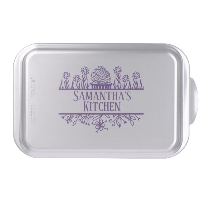 Purple Monogrammed Cake Pan (Front)
