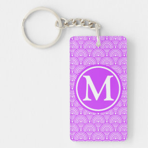 Purple Monogrammed Fish Scales Keychain