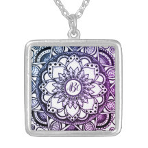 Purple Monogrammed Flower Mandala
