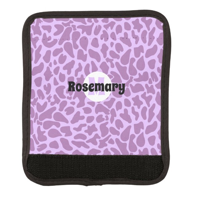 Purple Monogrammed Giraffe skin pattern Luggage Handle Wrap (Front)