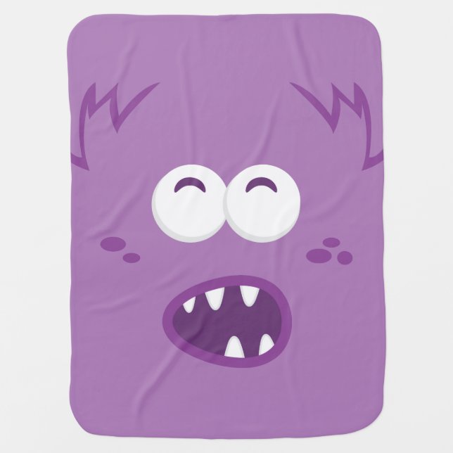 Purple Monster Face Baby Blanket (Front)